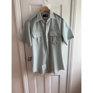 Vintage Flying Cross Pilot Uniform Shirt - Light Green - Size 17 - EUC